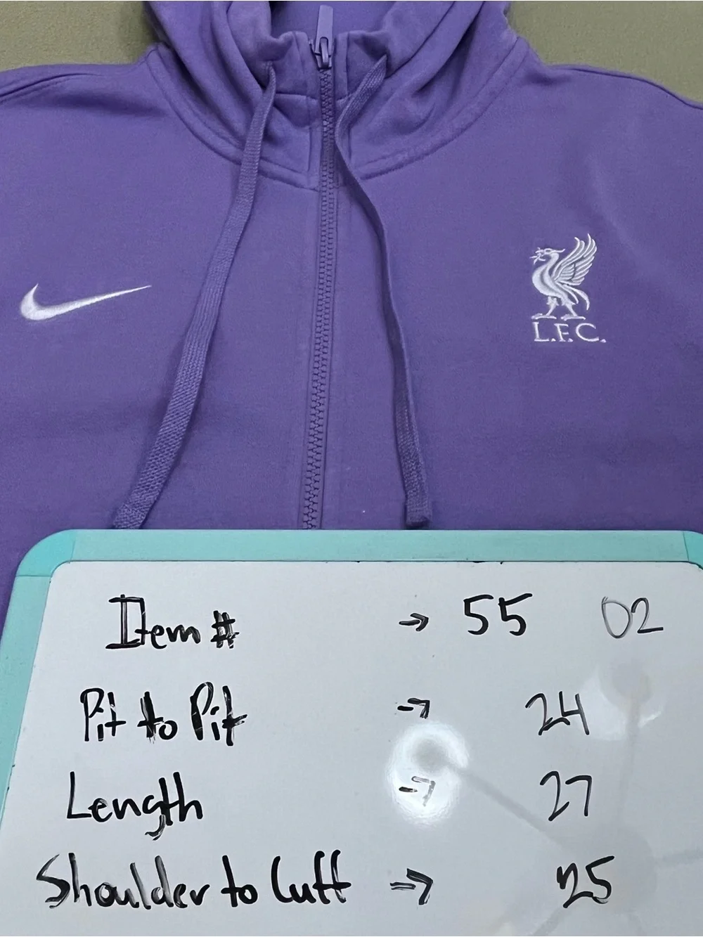 Nike Liverpool FC Pullover Hoodie Standard Issue Purple Soccer Zip Up Medium